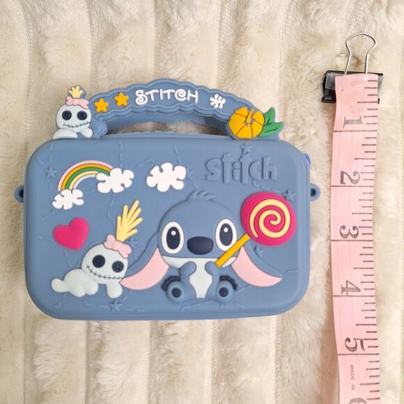 Kawaii Cute Lilo & Stitch Small Silcone Crossbody Coin Purse With Strap - New - Picture 5 of 6